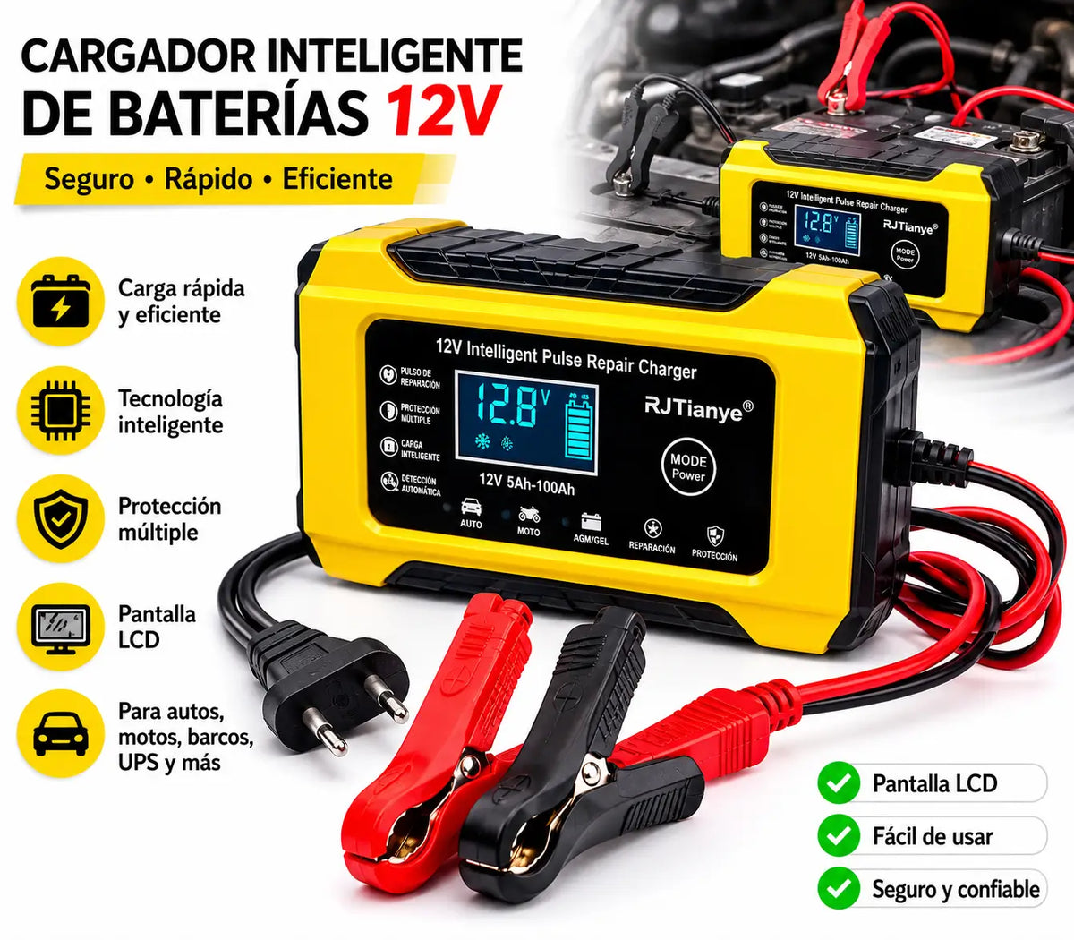 🇵🇦 Cargador Smart de Baterías 12V